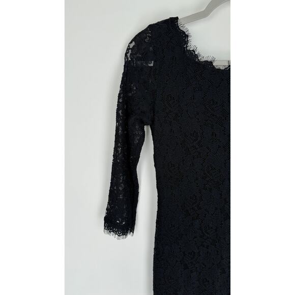 Diane Von Furstenberg Lace Zarita Scoop Mini Dress Womens Size 0 Black New - Picture 6 of 13
